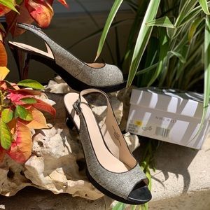 Nine West Black/Ivory slings. 10M.